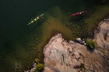Aerial Photo of Sea Kayak Camping Trip To Remote Wilderness Island