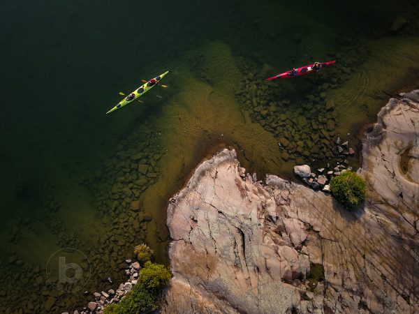 Aerial Photo of Sea Kayak Camping Trip To Remote Wilderness Island